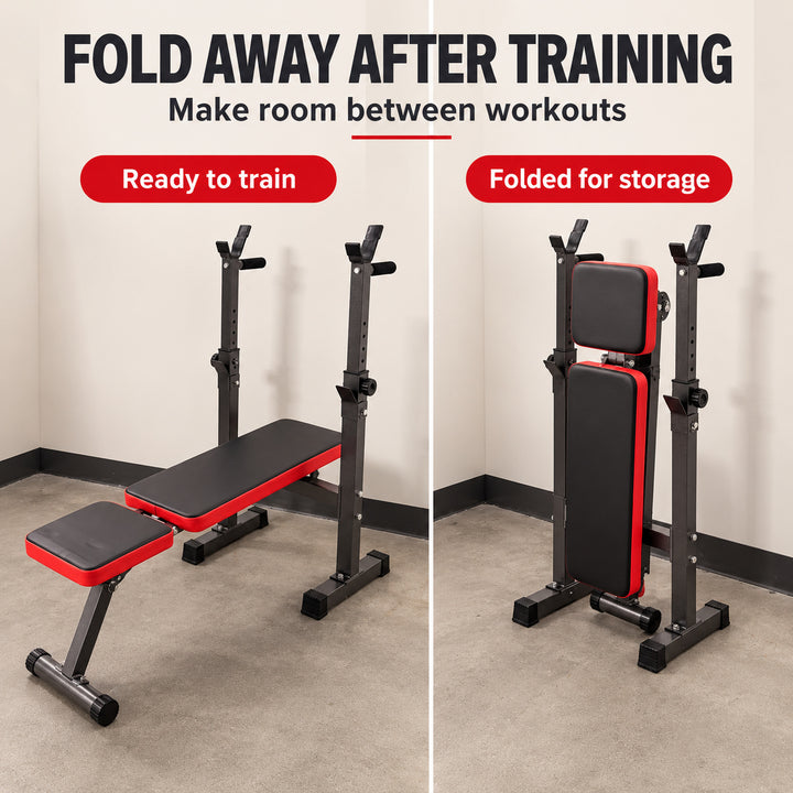 Multi-function Foldable Weight Bench for Home Gym - Black & Red