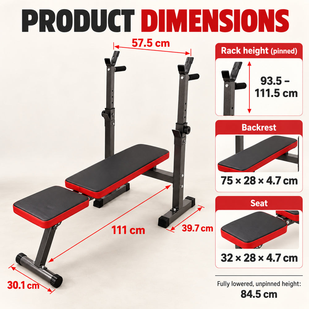 Multi-function Foldable Weight Bench for Home Gym - Black & Red