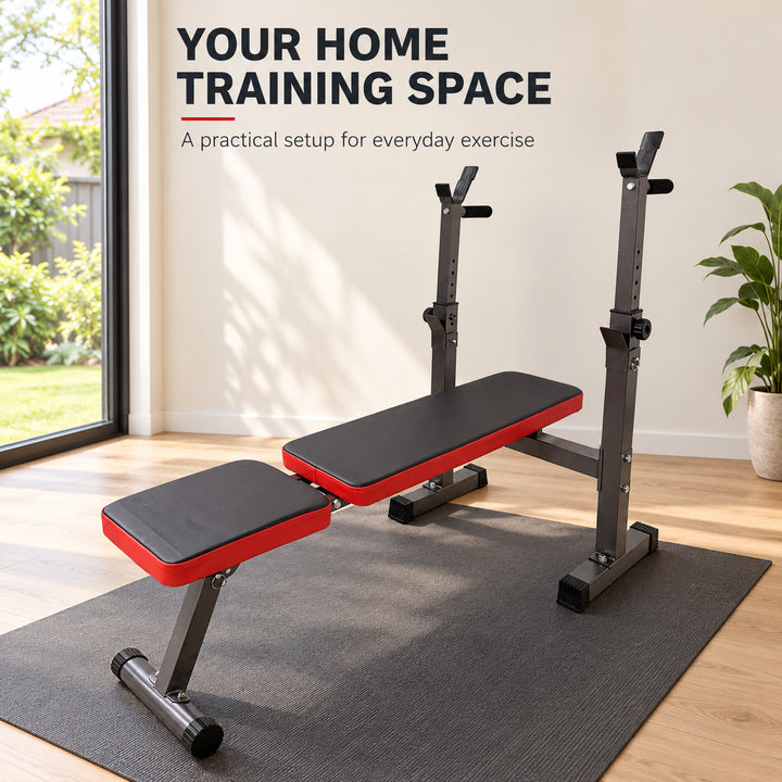 Multi-function Foldable Weight Bench for Home Gym - Black & Red