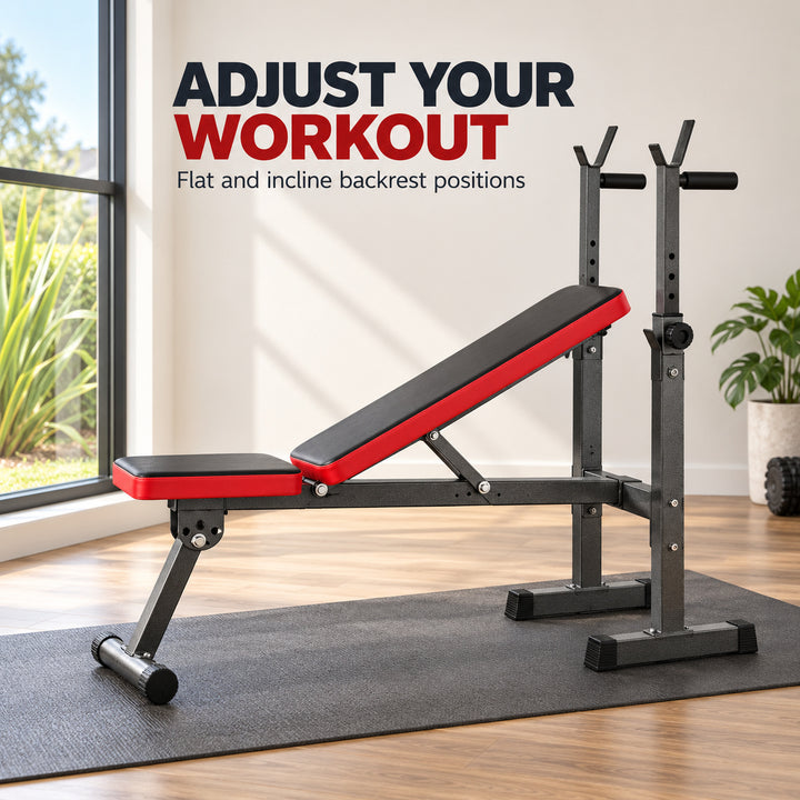 Multi-function Foldable Weight Bench for Home Gym - Black & Red