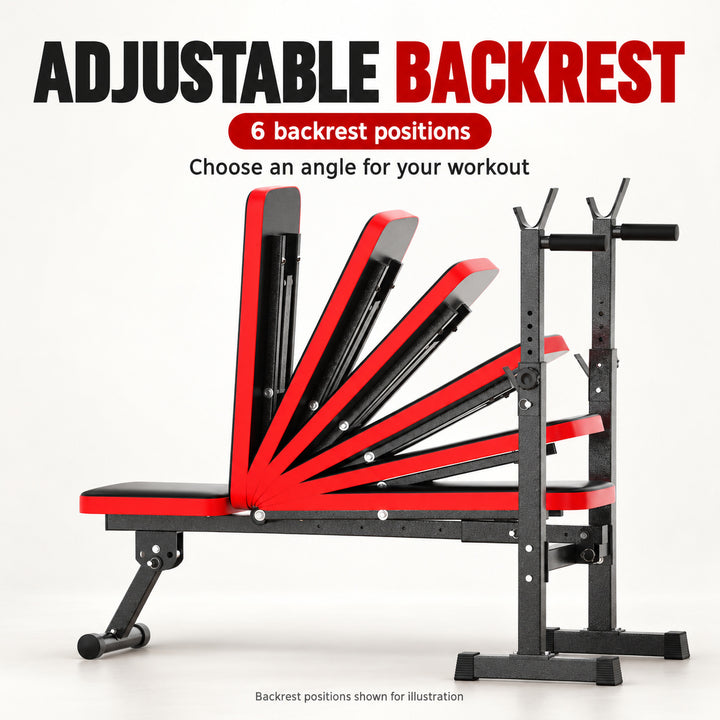 Multi-function Foldable Weight Bench for Home Gym - Black & Red