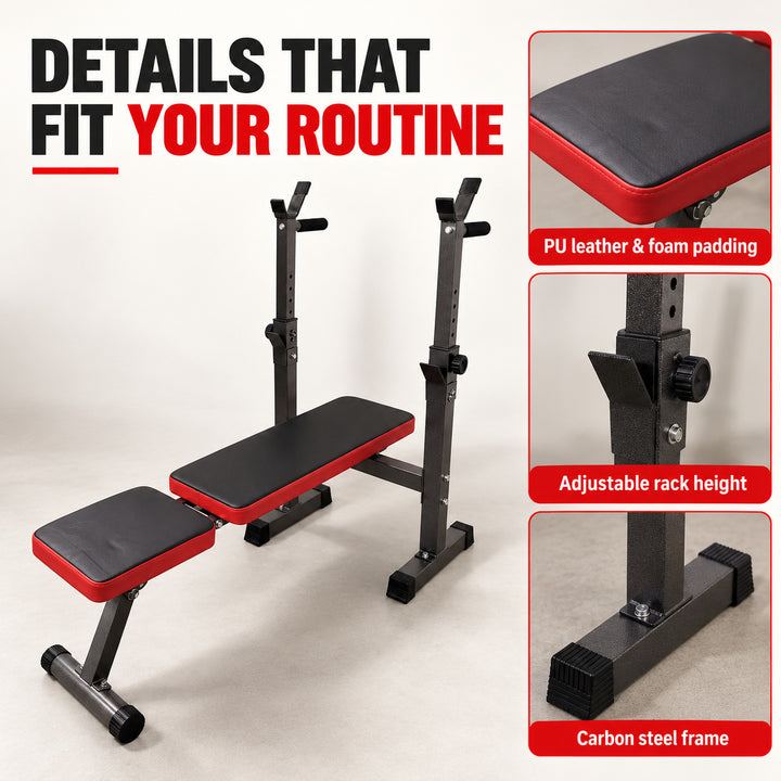 Multi-function Foldable Weight Bench for Home Gym - Black & Red