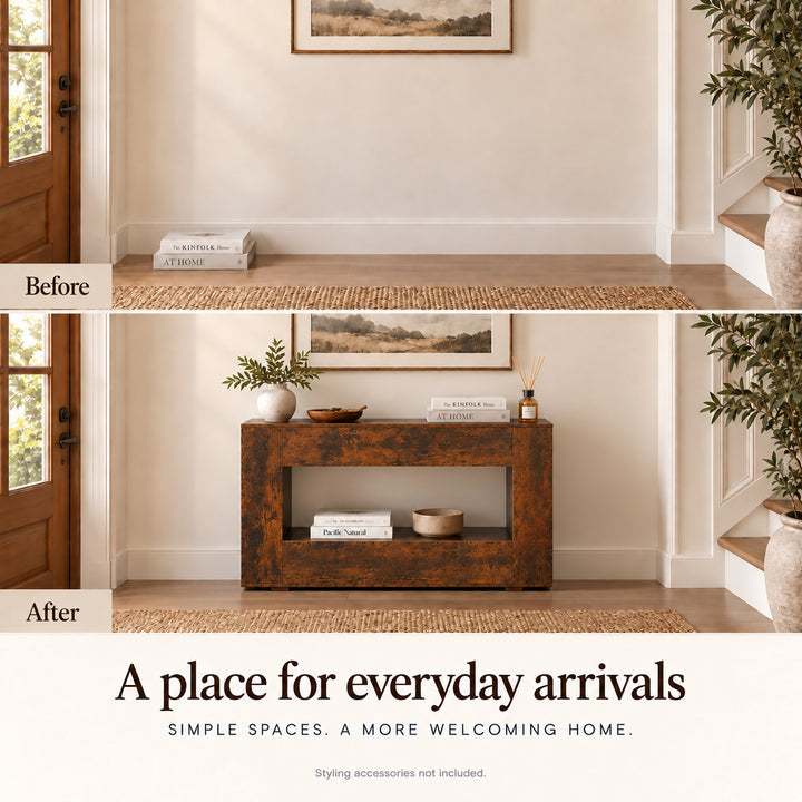 Entryway Hall Table with Open Shelf 160cm Brown Console Table