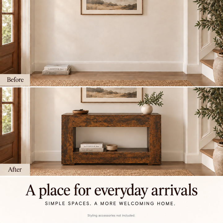 Entryway Hall Table with Open Shelf 160cm Brown Console Table