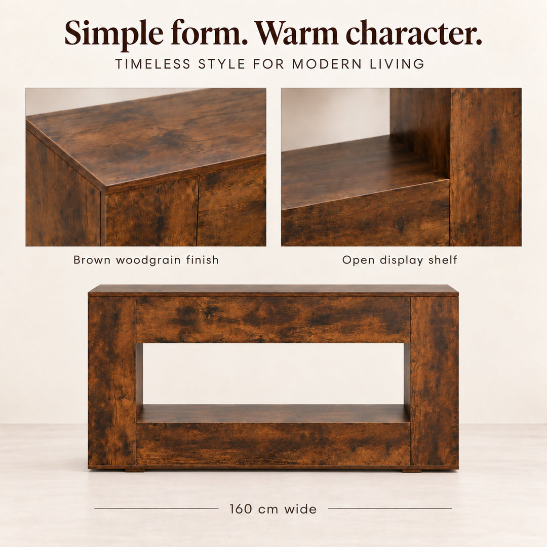 Entryway Hall Table with Open Shelf 160cm Brown Console Table