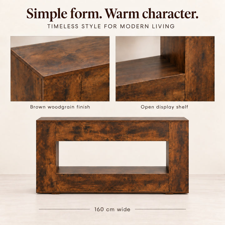 Entryway Hall Table with Open Shelf 160cm Brown Console Table