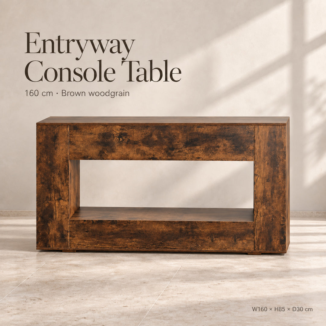 Entryway Hall Table with Open Shelf 160cm Brown Console Table
