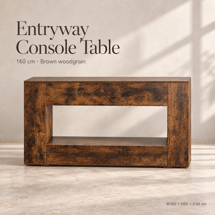 Entryway Hall Table with Open Shelf 160cm Brown Console Table