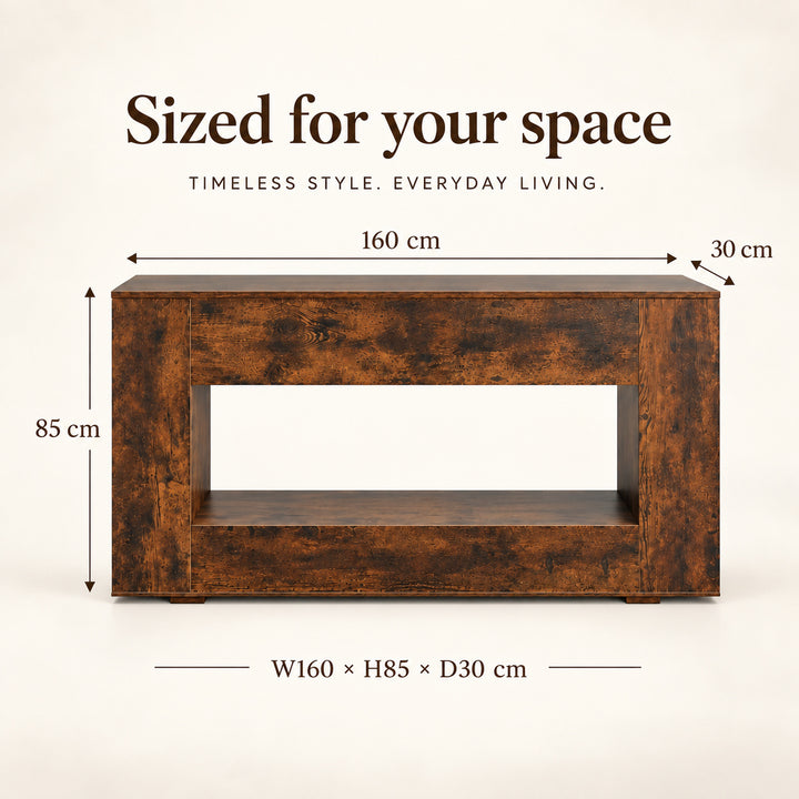 Entryway Hall Table with Open Shelf 160cm Brown Console Table