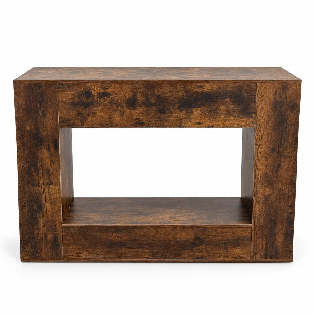 Entryway Hall Table with Open Shelf 120cm - Brown Console Table for Hallway