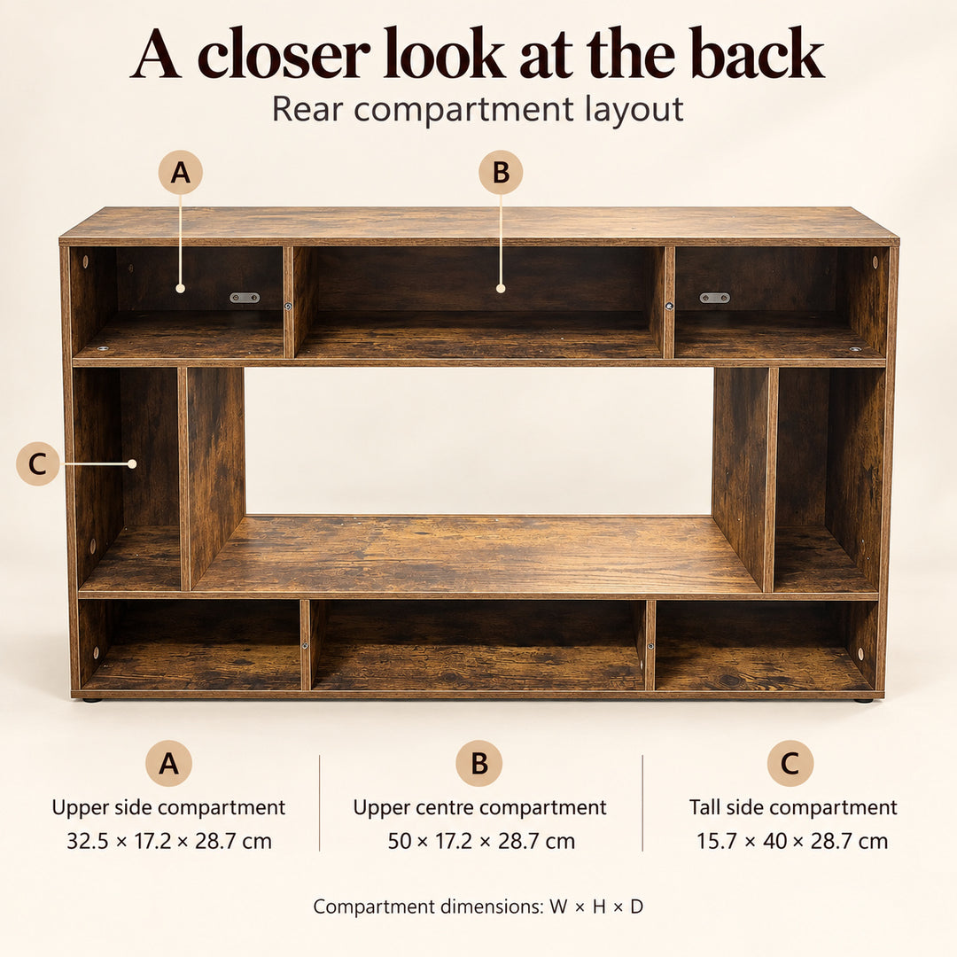 Entryway Hall Table with Open Shelf 120cm - Brown Console Table for Hallway