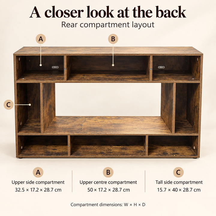 Entryway Hall Table with Open Shelf 120cm - Brown Console Table for Hallway