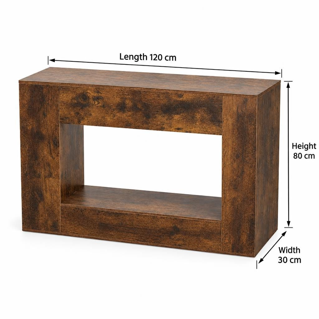 Entryway Hall Table with Open Shelf 120cm - Brown Console Table for Hallway