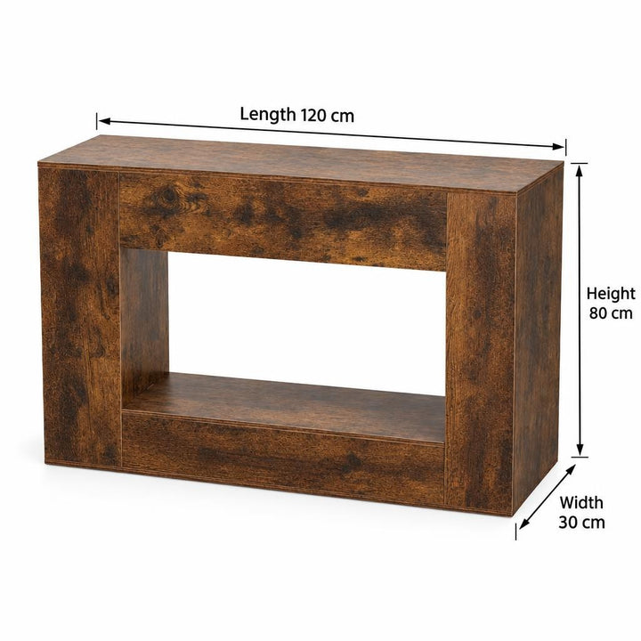 Entryway Hall Table with Open Shelf 120cm - Brown Console Table for Hallway