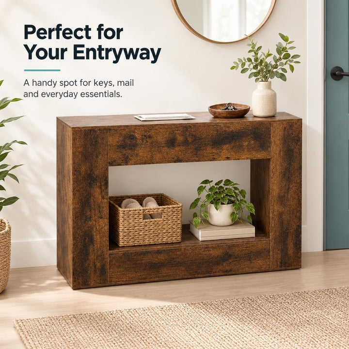 Entryway Hall Table with Open Shelf 120cm - Brown Console Table for Hallway