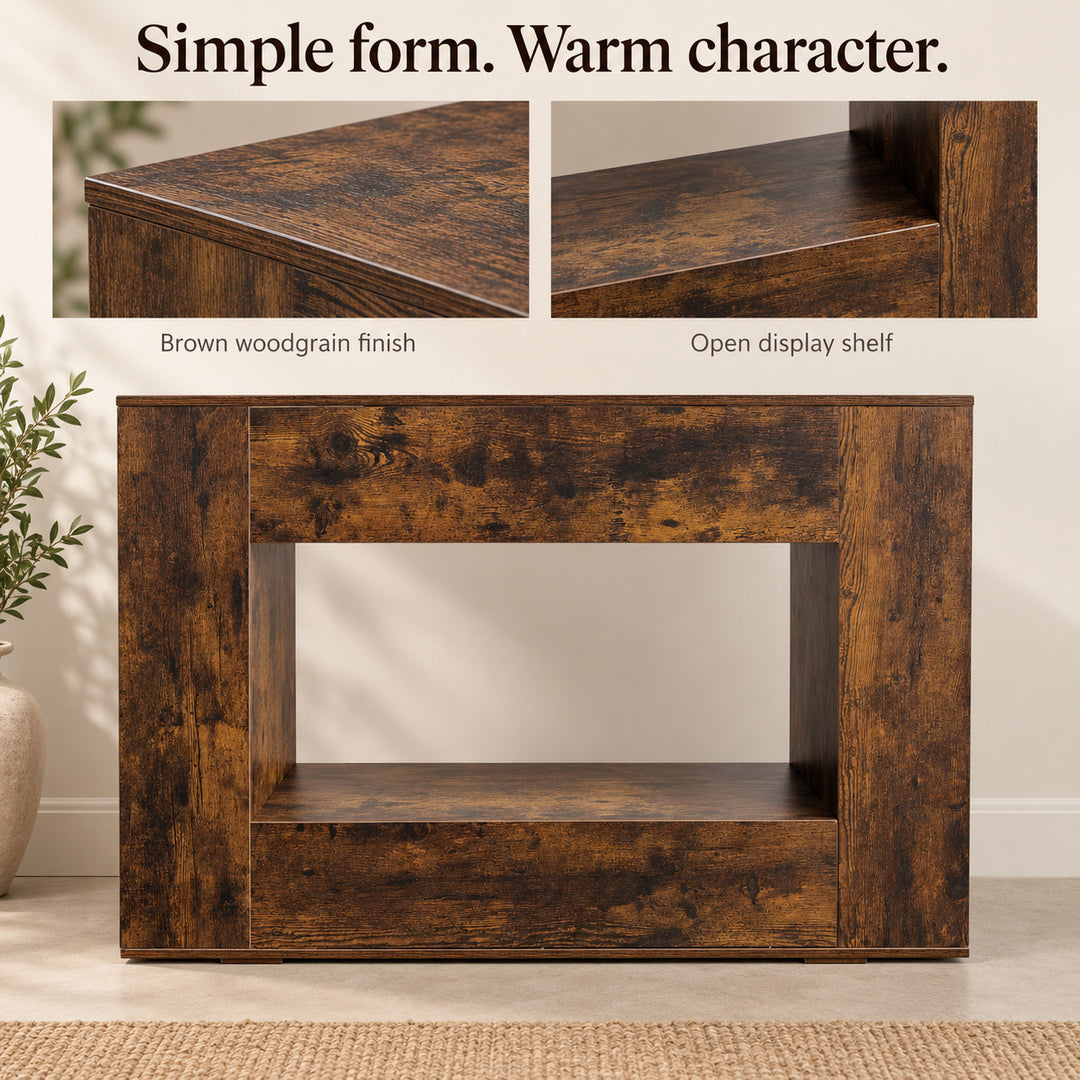 Entryway Hall Table with Open Shelf 120cm - Brown Console Table for Hallway