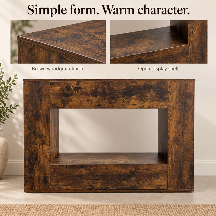 Entryway Hall Table with Open Shelf 120cm - Brown Console Table for Hallway