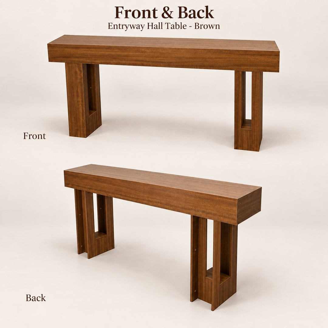 Entryway Hall Table 160cm Brown Wood Grain Console Table for Hallway and Living Room
