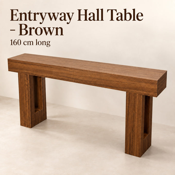 Entryway Hall Table 160cm Brown Wood Grain Console Table for Hallway and Living Room