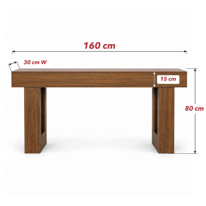 Entryway Hall Table 160cm Brown Wood Grain Console Table for Hallway and Living Room