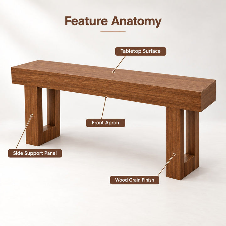 Entryway Hall Table 160cm Brown Wood Grain Console Table for Hallway and Living Room