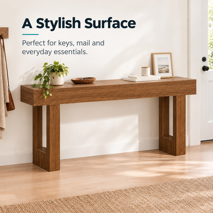 Entryway Hall Table 160cm Brown Wood Grain Console Table for Hallway and Living Room