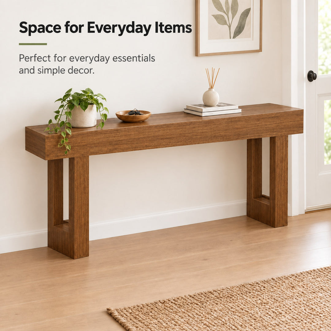 Entryway Hall Table 160cm Brown Wood Grain Console Table for Hallway and Living Room
