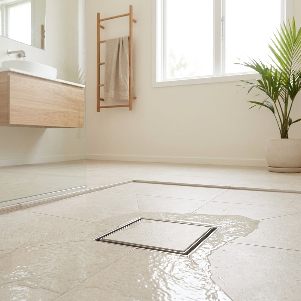 150mm Square Embedded Tile-In Bathroom Floor Drain Waste Grate