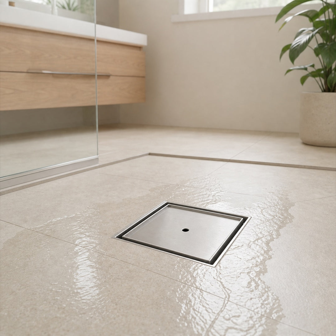 150mm Square Embedded Tile-In Bathroom Floor Drain Waste Grate
