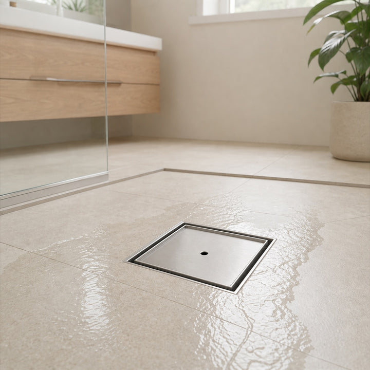150mm Square Embedded Tile-In Bathroom Floor Drain Waste Grate