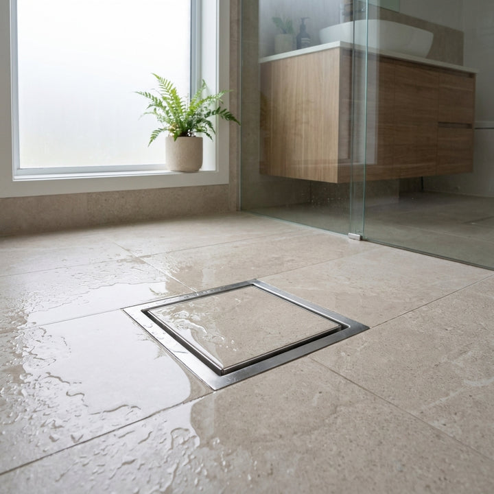 150mm Square Embedded Tile-In Bathroom Floor Drain Waste Grate