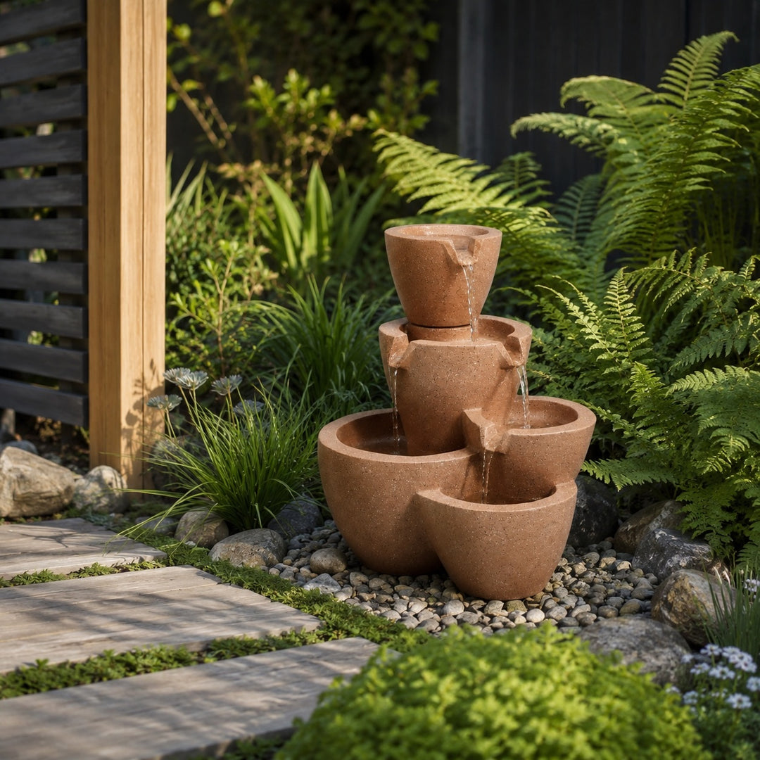 5 Tier Garden Fountain Stone Look Water Feature 59cm High