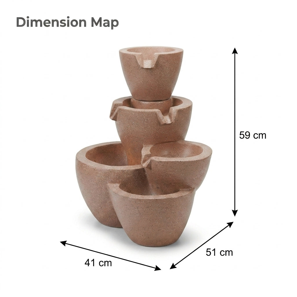 5 Tier Garden Fountain Stone Look Water Feature 59cm High