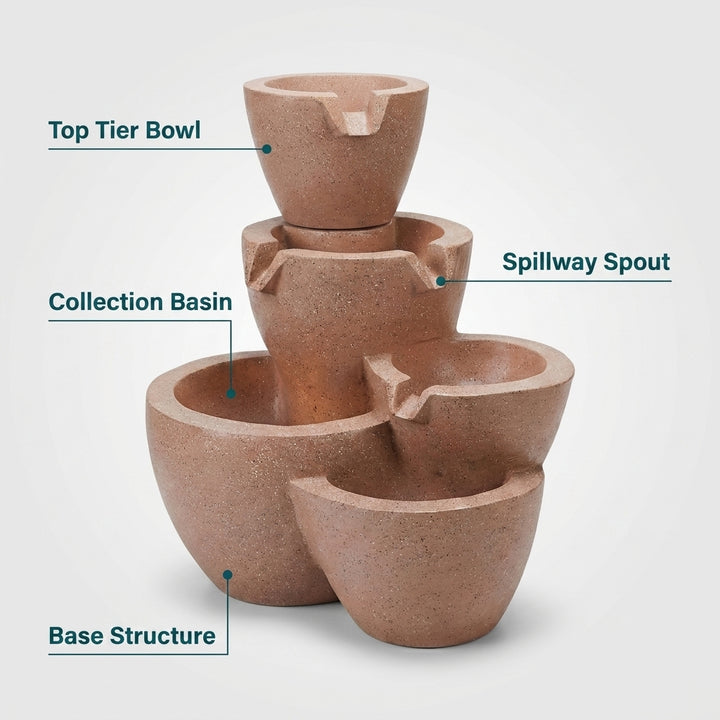 5 Tier Garden Fountain Stone Look Water Feature 59cm High