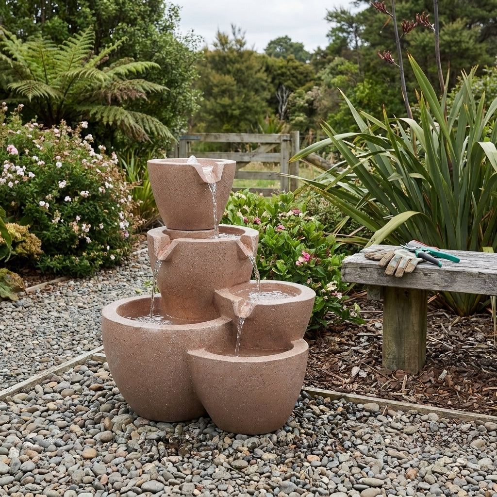 5 Tier Garden Fountain Stone Look Water Feature 59cm High