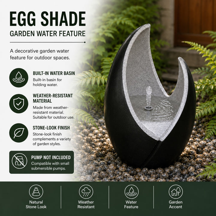 Modern Egg Shade Garden Fountain - Outdoor Water Feature