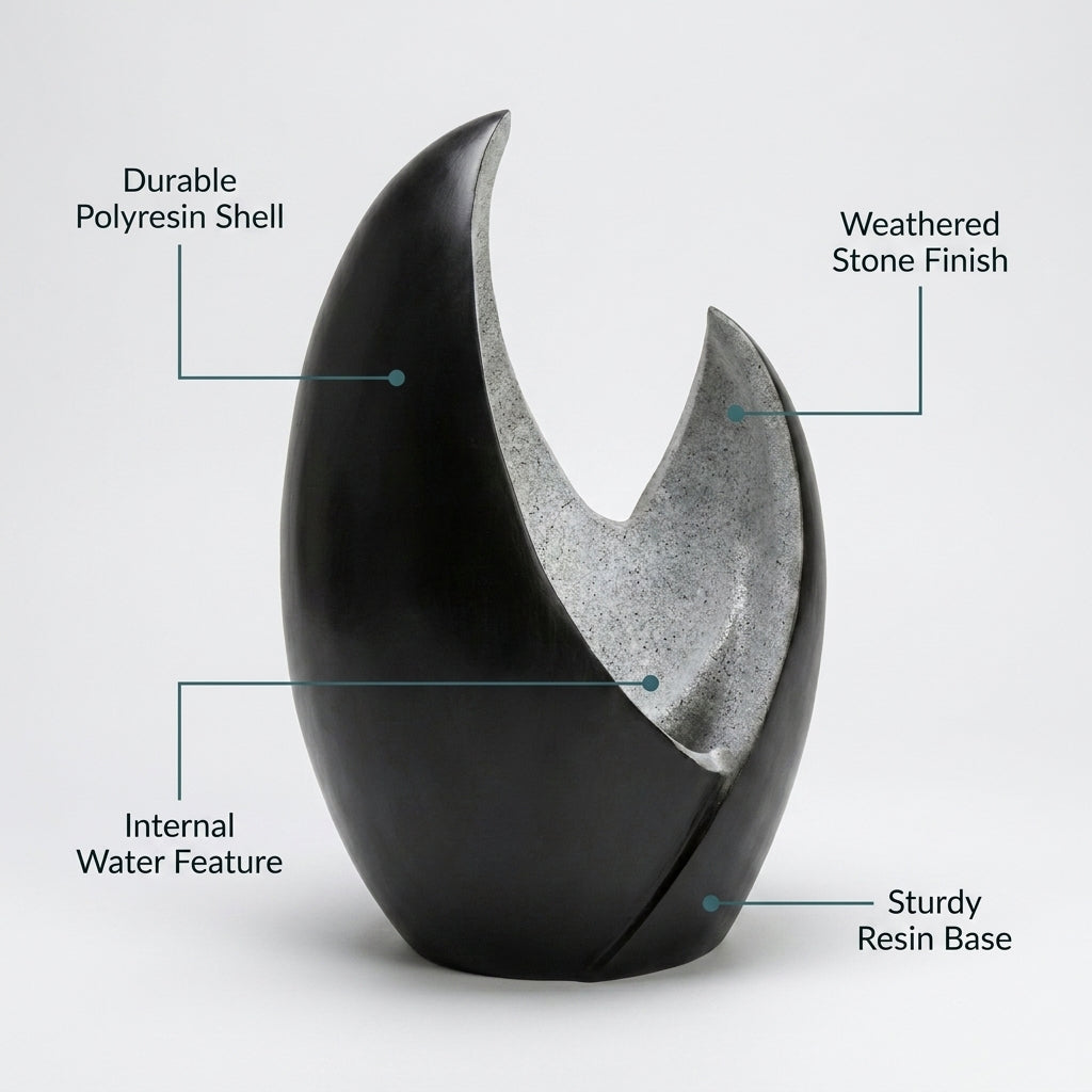 Modern Egg Shade Garden Fountain - Outdoor Water Feature