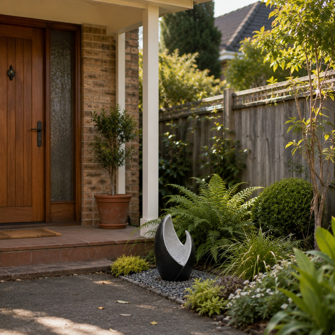 Modern Egg Shade Garden Fountain - Outdoor Water Feature