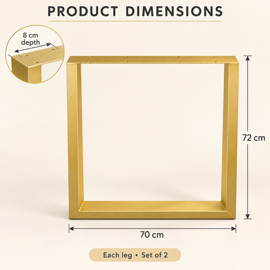Set of 2 Gold-Finished Steel DIY Table Legs 72cm