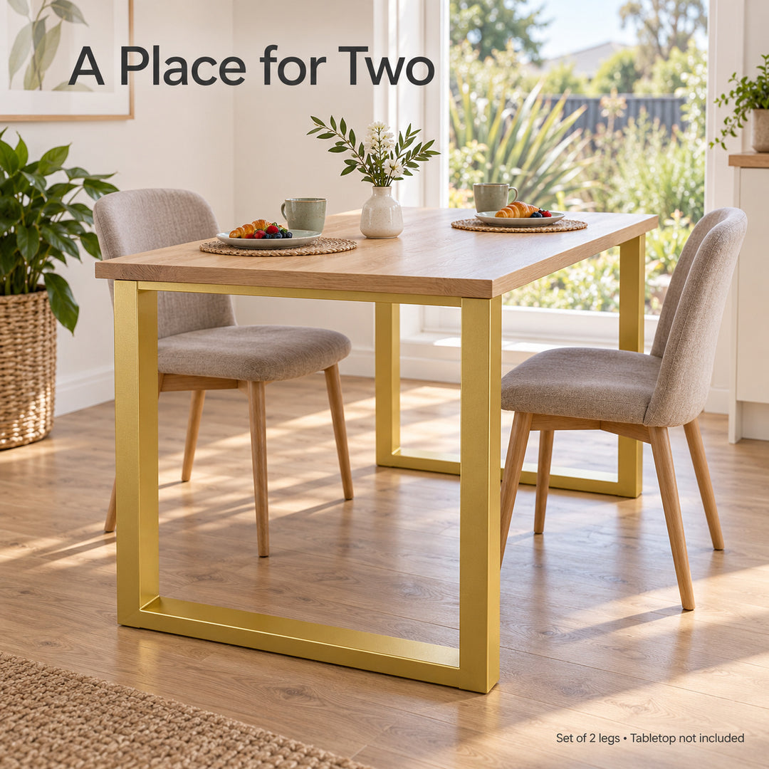 Set of 2 Gold-Finished Steel DIY Table Legs 72cm