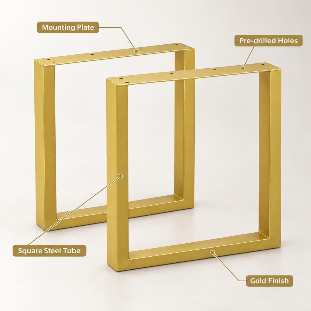 Set of 2 Gold-Finished Steel DIY Table Legs 72cm