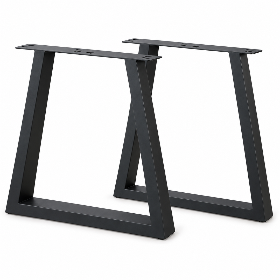 Set of 2 Steel Trapezoid Table Legs 72cm Black