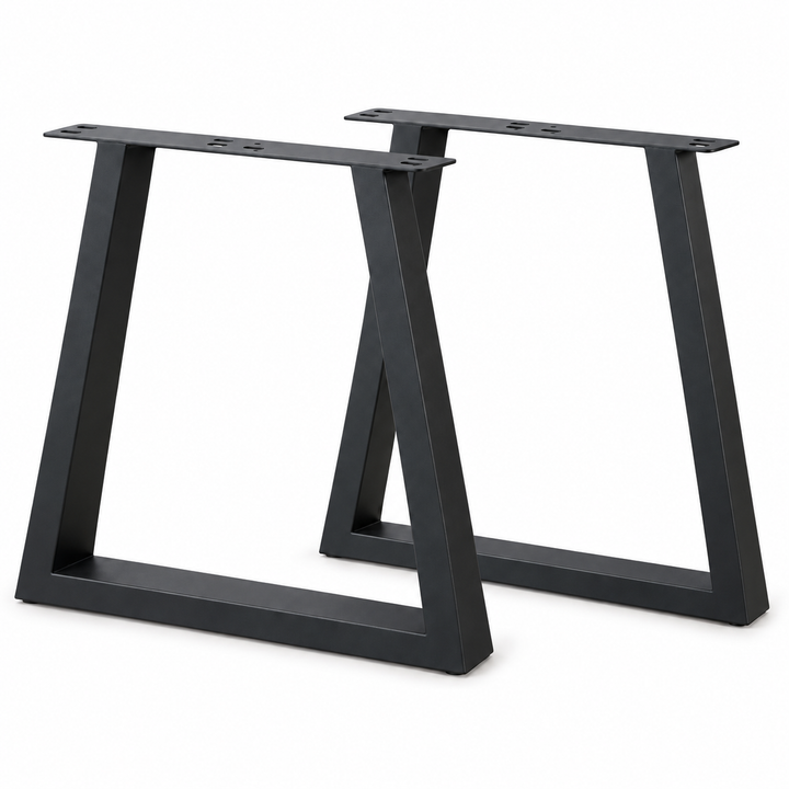 Set of 2 Steel Trapezoid Table Legs 72cm Black