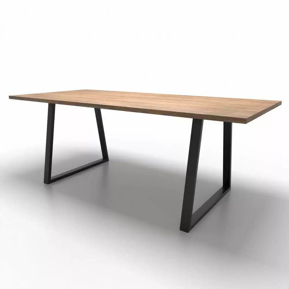 Set of 2 Steel Trapezoid Shape DIY Table Bench Legs 72cm-Black