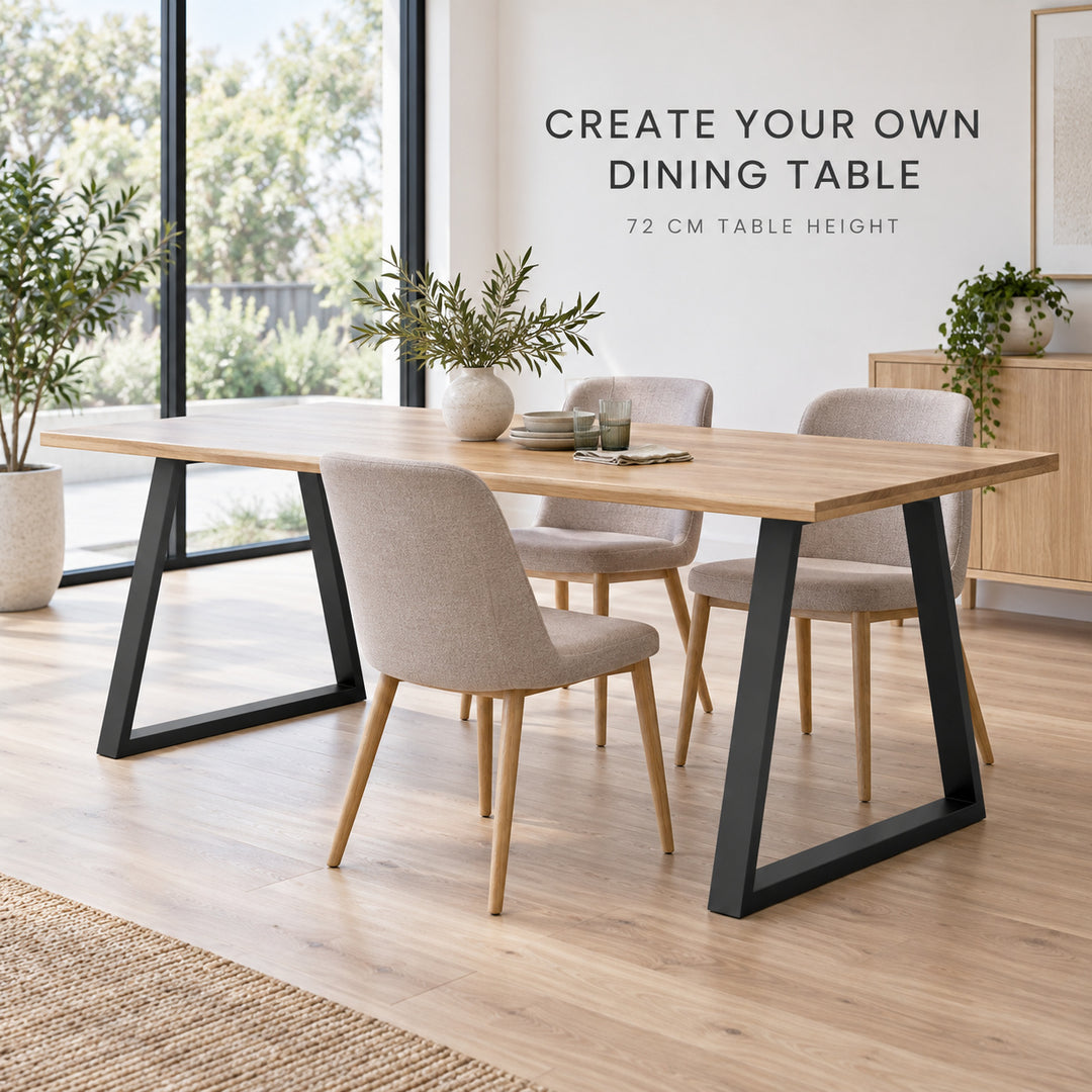 Set of 2 Steel Trapezoid Table Legs 72cm Black