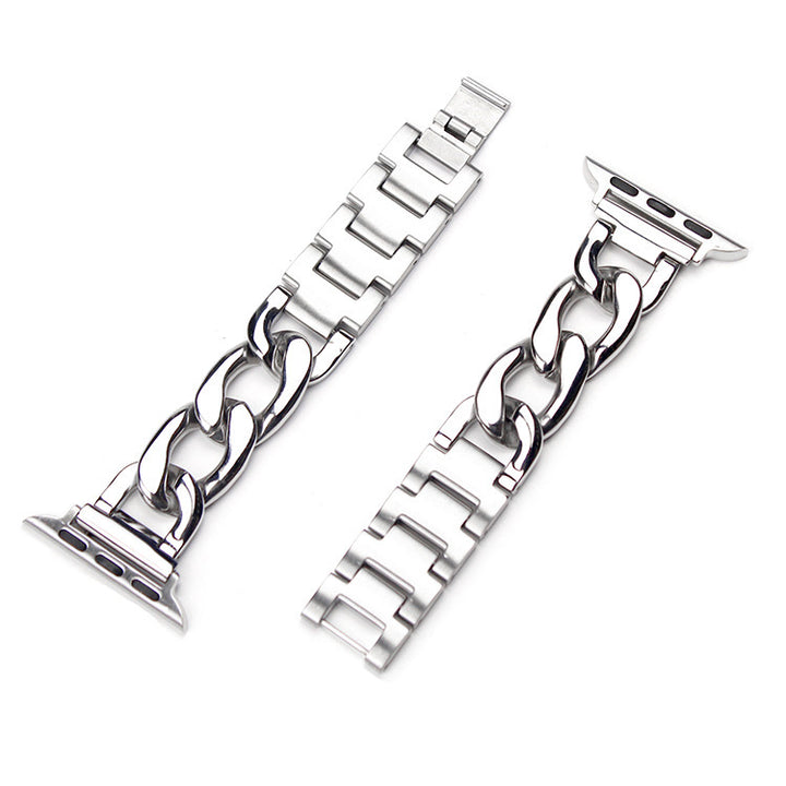 Stainless Steel Chain Bracelet Compatible With Apple Watch Band for 38MM 40MM 41MM-Sliver