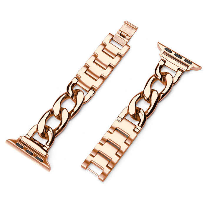 Stainless Steel Chain Bracelet Compatible With Apple Watch Band for 42MM 44MM 45MM- Rose Gold