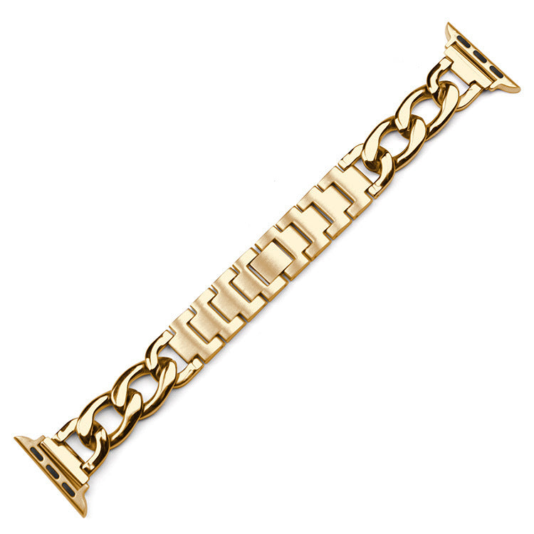 Stainless Steel Chain Bracelet Compatible With Apple Watch Band for 38MM 40MM 41MM-Gold
