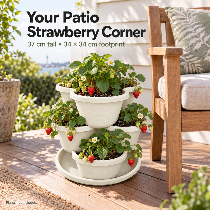 3 Tier Vertical Stackable Planter for Flowers, Herbs and Vegetables - White