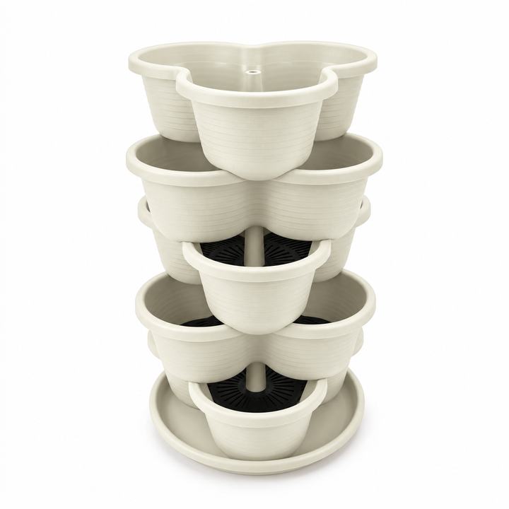 5 Tier Vertical Stackable Planter for Flowers Herbs Vegetables - White